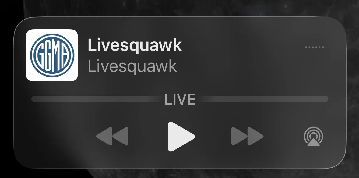 Lock screen with the play button — tap play to restart the squawk