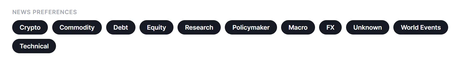 News preferences in the Profile section