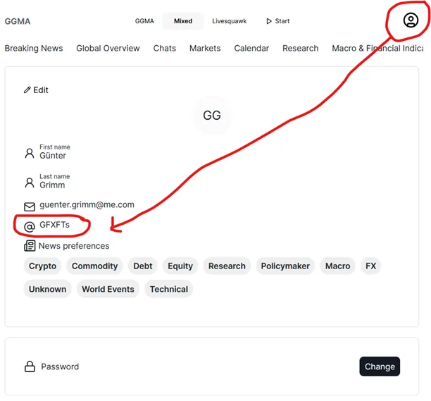 Profile section with the nickname field highlighted